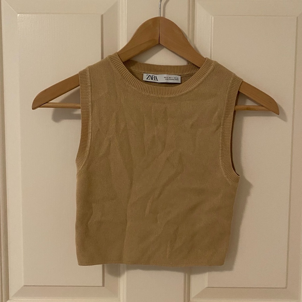 ZARA Tan Knit Crop Top